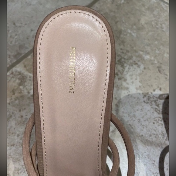 Tan Beige Nude Khaki Strappy Backless Open Toe Open Back Heels Mules - Picture 3 of 5